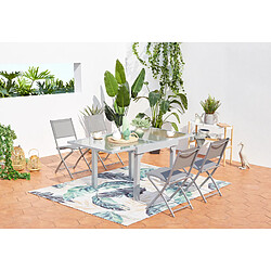 Avis Concept Usine Table de jardin extensible en alu 8 pers + 4 chaises MOLVINA