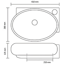 vidaXL Vasque à trou de trop-plein/robinet céramique pour salle de bain Noir pas cher