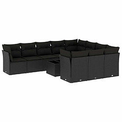 Maison Chic Salon de jardin 11 pcs avec coussins | Ensemble de Table et chaises | Mobilier d'Extérieur noir résine tressée -GKD39211