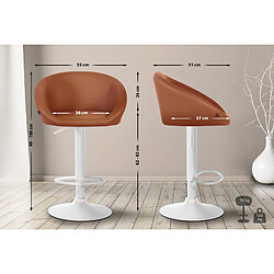 Decoshop26 Tabouret de bar assise pivotante à 360° hauteur réglable en PVC marron piètement en métal blanc 10_0004772