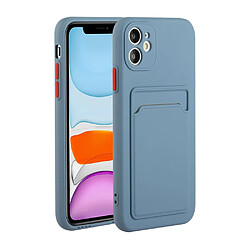 Coque en TPU Souple avec porte-carte bleu pour votre Apple iPhone 12 Mini