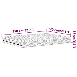 vidaXL Matelas en mousse blanc 140x210 cm dureté H2 H3 pas cher