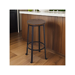 Antic Line Creations Tabouret de bar assise bois d'orme 75 cm.