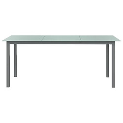 vidaXL Table de jardin Gris clair 190x90x74 cm Aluminium et verre