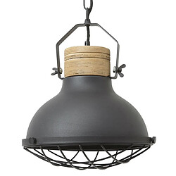 Brilliant (Lighting) EMMA-Suspension Métal avec grille et Bois Ø33cm gris Brilliant