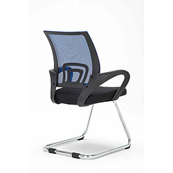 Avis Decoshop26 Chaise de bureau reception sans roulettes dossier en maille avec accoudoirs bleu BUR10501