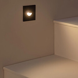 Ledkia Balise LED Extérieure 2W Encastrable au Mur Carrée Guell Noire Blanc chaud 2700K