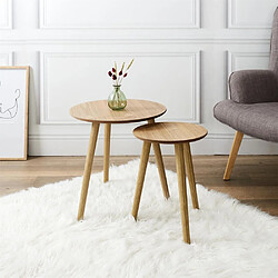 The Home Deco Factory Tables gigognes rondes bois brut (Lot de 2).