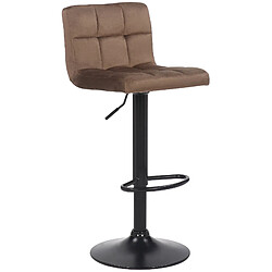 Decoshop26 Tabouret de bar en velours marron avec pieds en métal noir assise rembourée repose-pieds pivotant TDB10180