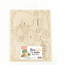 Graines Creatives Décor en bois à monter soi-même Lapins et Nature 22,5 x 17,5 x 0,2 cm