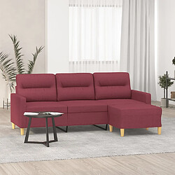 vidaXL Canapé à 3 places avec repose-pieds Rouge bordeaux 180 cm Tissu 