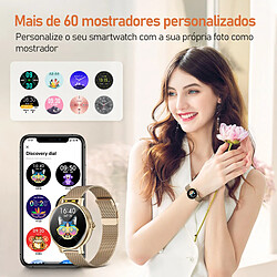 Chrono Montre Connectée Femme Intelligente Smartwatch 1,19" HD AMOLED Écran Tactile Complet 29 Sport modes GPS Etanche pour Android iOS Or