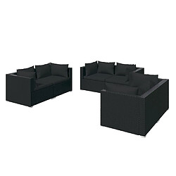 vidaXL Salon de jardin 6 pcs avec coussins Résine tressée Noir