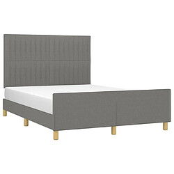 Avis Maison Chic Lit adulte - Cadre Structure de lit avec tête de lit Contemporain Gris foncé 140x200 cm Tissu -MN18513