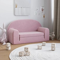 vidaXL Canapé-lit pour enfants 2 places rose peluche douce