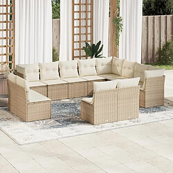 Maison Chic Salon de jardin avec coussins 12 pcs | Ensemble de Table et chaises | Mobilier d'Extérieur beige résine tressée -GKD68053