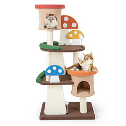 Helloshop26 Arbre à chat en forme de champignon 2 condos balles interactives poteau griffoir plateforme tour de jeux pour chat multicolore 20_0007669 