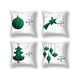 P48 4pcs 45 * 45cm Christmas de Noël Snkflake Motif de la peau de la peau de pêche Peau d'imprimerie Coussin Coussin Coussin Coussin Accueil