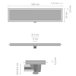 vidaXL Drain de douche avec couvercle 2en1 103x14 cm Acier inoxydable pas cher