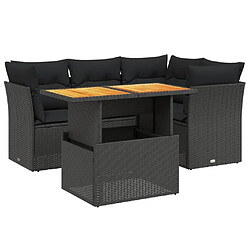 Maison Chic Ensemble de 5 Tables et chaises d'extérieur avec coussins,Salon de jardin noir résine tressée -GKD805346