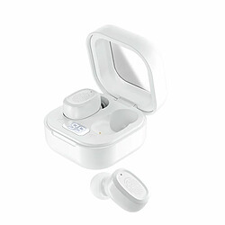 By18 Tws Casque Sans Fil Bluetooth Contrôle Tactile Réduction Du Bruit Affichage Numérique Casque De Sport Intra-Auriculaire Blanc