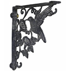 L'Héritier Du Temps Equerre Crédence Potence Murale en Fonte Grise Suspension Support Décor Oiseaux 4x21x25cm