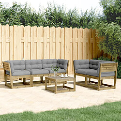 vidaXL Salon de jardin 5 pcs avec coussins bois de pin imprégné