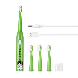 Universal Brosse à dents électrique à 5 modes USB rechargeable dessin animé étanche Brosse à dents à 4 têtes de remplacement pour enfants | Brosse à dents électrique