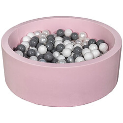 Velinda Piscine à balles Aire de jeu + 300 balles rose blanc, perle, gris