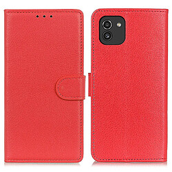 Etui en PU texture litchi rouge pour votre Samsung Galaxy A03 (164.2 x 75.9 x 9.1mm)