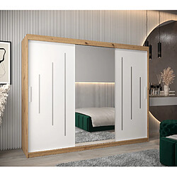 Abiks Meble Armoire YORK 1 À Portes Coulissantes 200/250/62 3 Portes (Artisan/Blanc)