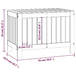 vidaXL Boîte de rangement de jardin Blanc 76x42,5x54 cm Bois de pin pas cher