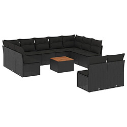 Maison Chic Salon de jardin 12 pcs avec coussins | Ensemble de Table et chaises | Mobilier d'Extérieur noir résine tressée -GKD23946