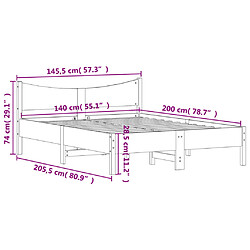 Vidaxl Cadre de lit 140x200 cm bois de pin massif pas cher