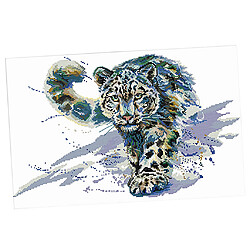 Kit de départ de point de croix estampé bricolage préimprimé Snow Leopard 14CT 50x34cm