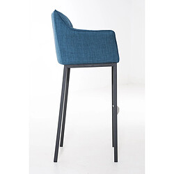 Avis Decoshop26 Tabouret de bar chaise haute de comptoir couture carrées assise en tissu bleu 4 pieds stables en métal noir 10_0004701