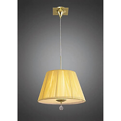 Luminaire Center Suspension Siena rond 1 Ampoule E27, laiton poli avec Abat jour crème ambré et cristal transaparent