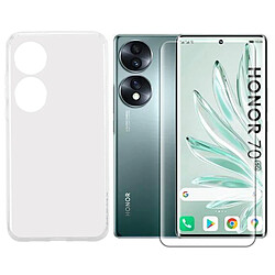 Visiodirect Coque souple silicone de protection transparent + verre trempé incurvé pour Honor 70 5G