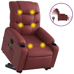 vidaXL Fauteuil inclinable de massage électrique rouge bordeaux