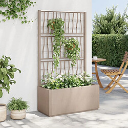 Maison Chic Jardinière,Bac à fleurs avec treillis - pot de fleur marron clair 80x36x140 cm PP -GKD20289