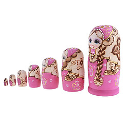 Avis 7 PCS magnifiquement fait à la main en bois Russie nidification souhaitant poupée Matryoshka rose