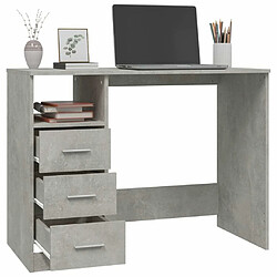 Maison Chic Bureau solide,Table de travail,Bureau d'ordinateur avec tiroirs Gris béton 102x50x76 cm Bois d'ingénierie -GKD91867 pas cher