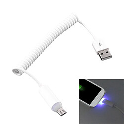 Wewoo Câble blanc pour Samsung, HTC, LG, Sony, Huawei, Lenovo, Xiaomi et autres Smartphones 1m Micro USB vers USB 2.0 Sync Données / Chargeur spiralé avec indicateur LED,