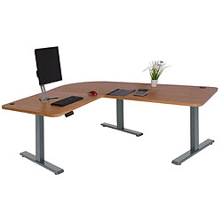 Decoshop26 Bureau d'angle table d'ordinateur réglable en hauteur électriquement 178 x 178 cm structure marron gris anthracite 04_0006037