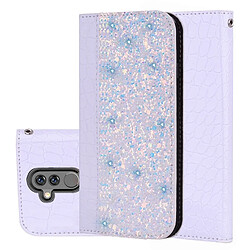 Wewoo Etui à rabat horizontal en cuir texturé avec texture paillettée et crocodile pour Huawei Mate 20 lite, avec fentes pour cartes et support (Blanc)