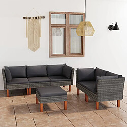 Maison Chic Salon de jardin 6 pcs + coussins - Mobilier/Meubles de jardin - Table et chaises d'extérieur Résine tressée Gris -MN70314