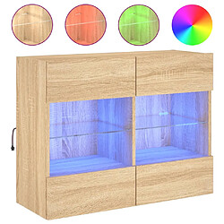 Maison Chic Meuble TV mural, Banc TV avec lumières LED pour salon, Meuble de rangement chêne sonoma 78,5x30x60,5 cm -GKD83327