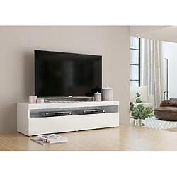 Alter Meuble TV de salon, Made in Italy, Meuble TV 1 porte, Meuble TV de salon, 130x45h36 cm, coloris blanc brillant