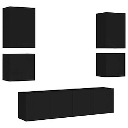 vidaXL Unités murales TV 6 pcs noir bois d'ingénierie