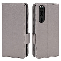 Etui en PU texture litchi gris pour votre Sony Xperia 5 III 5G